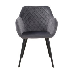 PACK DE 2 Uds de Sillón ROLANDO, metal, tapizado velvet 21 gris oscuro