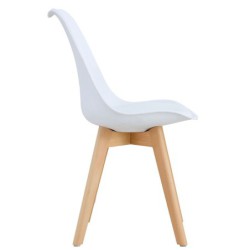 PACK DE 4 Uds de Silla TORRE 4P ( SU ), madera, polipropileno y cojín blanco