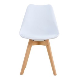 PACK DE 4 Uds de Silla TORRE 4P ( SU ), madera, polipropileno y cojín blanco