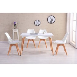PACK DE 4 Uds de Silla TORRE 4P ( SU ), madera, polipropileno y cojín blanco