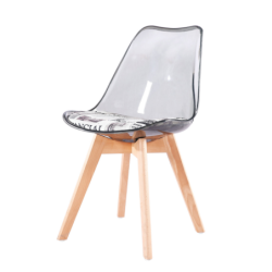 PACK DE 4 Uds de Silla TORRE 4P, madera, transparente, cojín estampado moderno