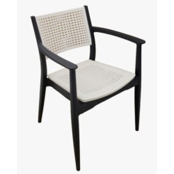 PACK DE 4 Uds de Sillón MILTON, apilable, polipropileno antracita y blanco