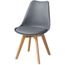 PACK DE 4 Uds de Silla TORRE 4P ( SU ), madera, polipropileno y cojín gris oscuro