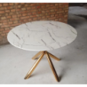 Mesa SAHARA, metal dorado, tapa de cristal templado, 120 cms de diámetro