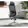 Sillón de oficina ARANJUEZ, alto, gris, ergonómico, multifunción, malla y asiento negro