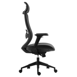 Sillón de oficina ARANJUEZ, alto, negro, ergonómico, multifunción, malla y asiento negro