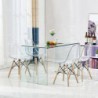 Mesa APOLO (SU), cristal curvado transparente, 125 x 70 cms