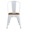 PACK DE 5 Uds de Silla TOL EK WOOD, acero, blanca, asiento madera