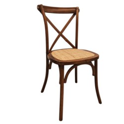 PACK DE 2 Uds de Silla CROSS SX, madera de haya, nogal, asiento de ratán