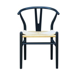PACK DE 2 Uds de Silla WISH, madera de haya, negro, fibra trenzada