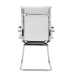 PACK DE 2 Uds de Sillón de oficina OLIVER, fijo de patín, cromado, similpiel blanca