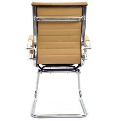 PACK DE 2 Uds de Sillón de oficina OLIVER, fijo de patín, cromado, similpiel marrón claro