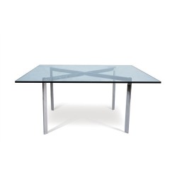 Mesa BCN, baja, acero inoxidable, cristal, 102x102 cms